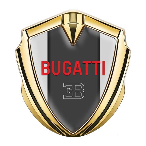 Bugatti Emblem Fender Badge Gold Grey Frame Crimson Logo Variant