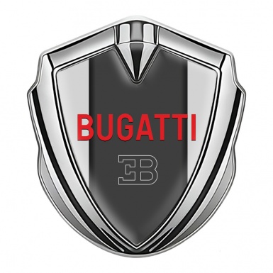 Bugatti Emblem Fender Badge Silver Grey Frame Crimson Logo Variant