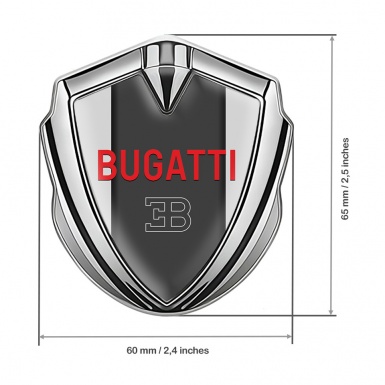 Bugatti Emblem Fender Badge Silver Grey Frame Crimson Logo Variant