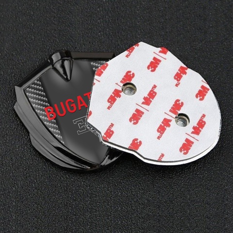 Bugatti Metal Emblem Self Adhesive Graphite Dark Carbon Crimson Logo