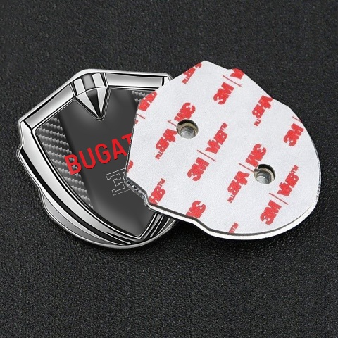 Bugatti Metal Emblem Self Adhesive Silver Dark Carbon Crimson Logo