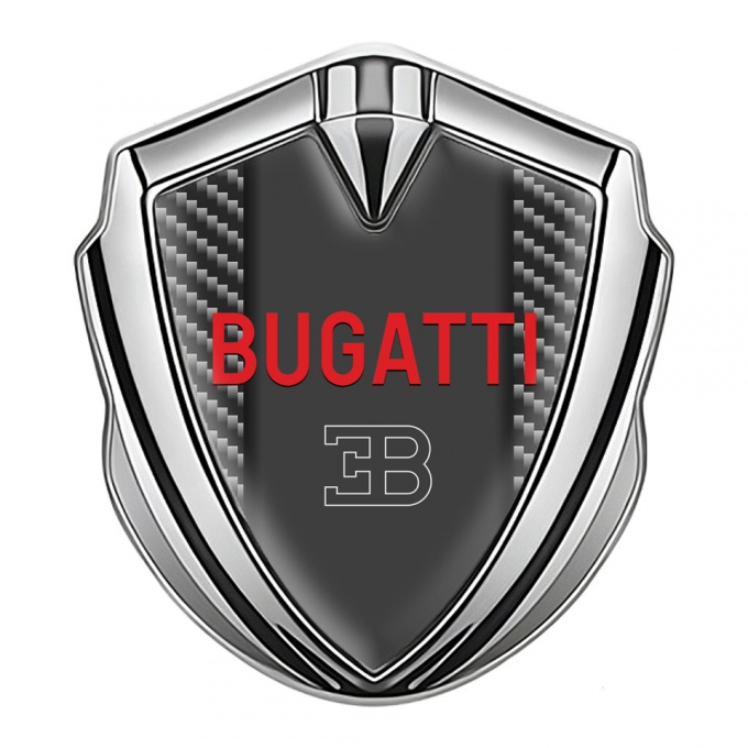 Bugatti Metal Emblem Self Adhesive Silver Dark Carbon Crimson Logo