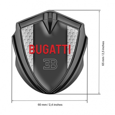 Bugatti Fender Emblem Badge Graphite Hex Pattern Crimson Logo