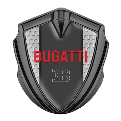 Bugatti Fender Emblem Badge Graphite Hex Pattern Crimson Logo