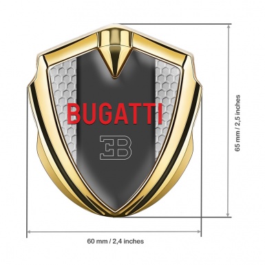 Bugatti Fender Emblem Badge Gold Hex Pattern Crimson Logo