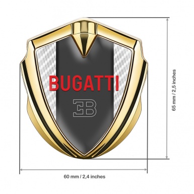 Bugatti Emblem Trunk Badge Gold White Carbon Frame Crimson Logo