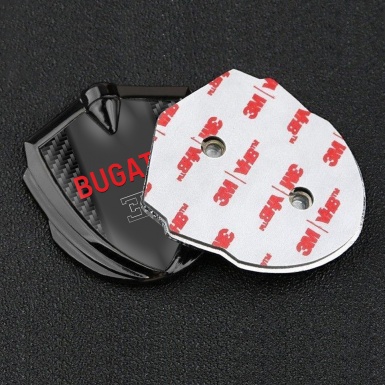 Bugatti Emblem Self Adhesive Graphite Black Carbon Frame Crimson Logo