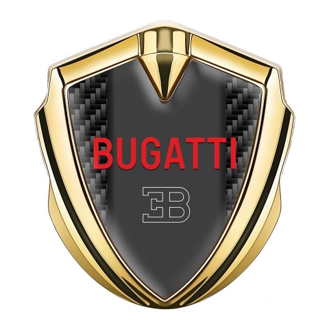 Bugatti Emblem Self Adhesive Gold Black Carbon Frame Crimson Logo