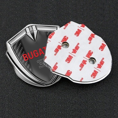 Bugatti Emblem Self Adhesive Silver Black Carbon Frame Crimson Logo