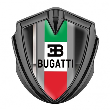 Bugatti Metal Emblem Badge Graphite White Stripe Italian Tricolor Edition