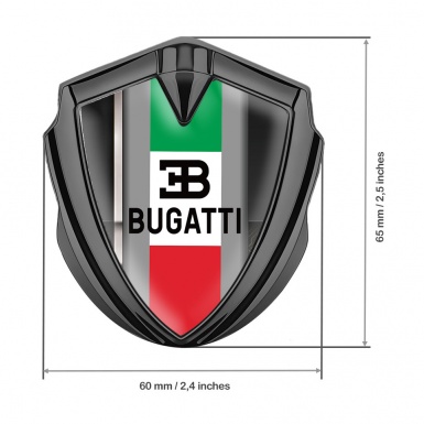 Bugatti Metal Emblem Badge Graphite White Stripe Italian Tricolor Edition