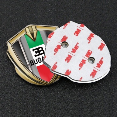 Bugatti Metal Emblem Badge Gold White Stripe Italian Tricolor Edition