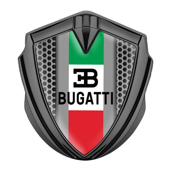 Bugatti Domed Emblem Badge Graphite Honeycomb Italian Tricolor Edition