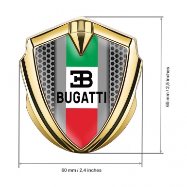 Bugatti Domed Emblem Badge Gold Honeycomb Italian Tricolor Edition