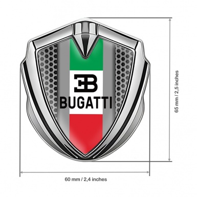 Bugatti Domed Emblem Badge Silver Honeycomb Italian Tricolor Edition