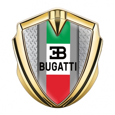 Bugatti Emblem Ornament Gold Treadplate Frame Italian Tricolor Edition