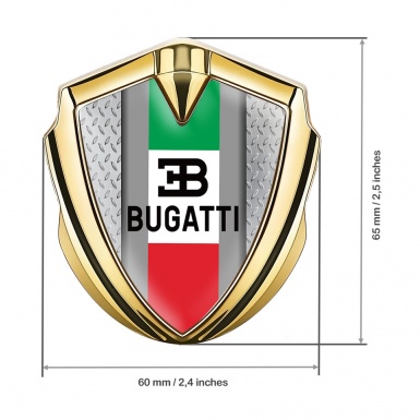 Bugatti Emblem Ornament Gold Treadplate Frame Italian Tricolor Edition