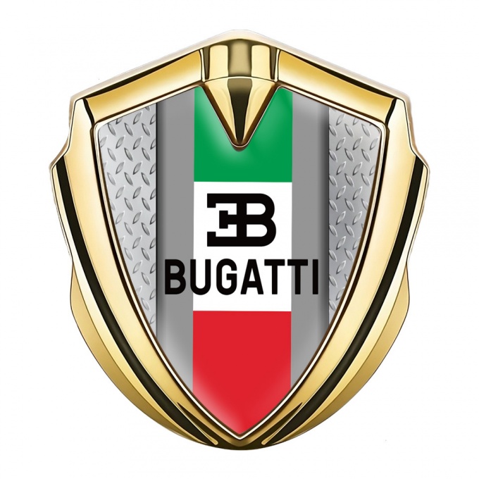 Bugatti Emblem Ornament Gold Treadplate Frame Italian Tricolor Edition