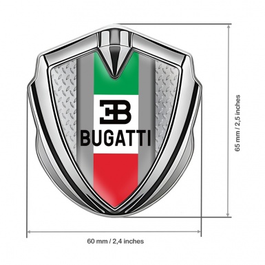 Bugatti Emblem Ornament Silver Treadplate Frame Italian Tricolor Edition