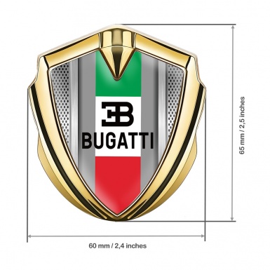 Bugatti Emblem Metal Badge Gold Metal Grate Italian Tricolor Design