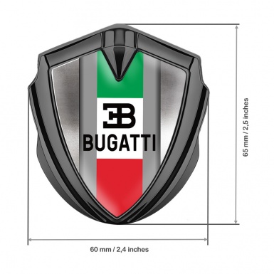 Bugatti 3d Emblem Badge Graphite Polished Steel Italian Tricolor Design