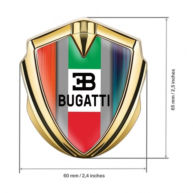 Bugatti Silicon Emblem Gold Multicolor Frame Italian Tricolor Design