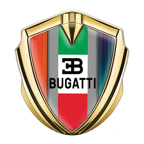 Bugatti Silicon Emblem Gold Multicolor Frame Italian Tricolor Design