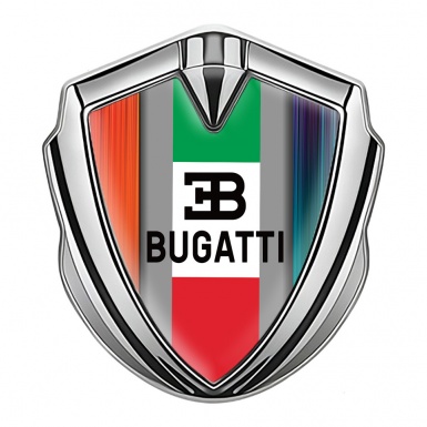 Bugatti Silicon Emblem Silver Multicolor Frame Italian Tricolor Design