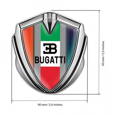 Bugatti Silicon Emblem Silver Multicolor Frame Italian Tricolor Design