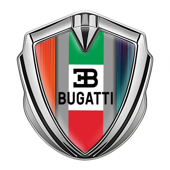 Bugatti Silicon Emblem Silver Multicolor Frame Italian Tricolor Design