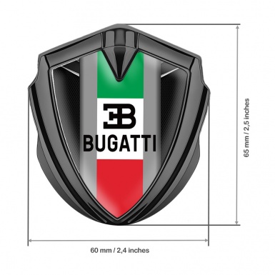 Bugatti Emblem Car Badge Graphite Fishnet Frame Italian Tricolor Edition