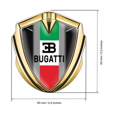 Bugatti Emblem Car Badge Gold Fishnet Frame Italian Tricolor Edition