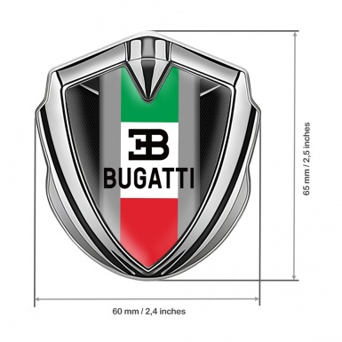 Bugatti Emblem Car Badge Silver Fishnet Frame Italian Tricolor Edition