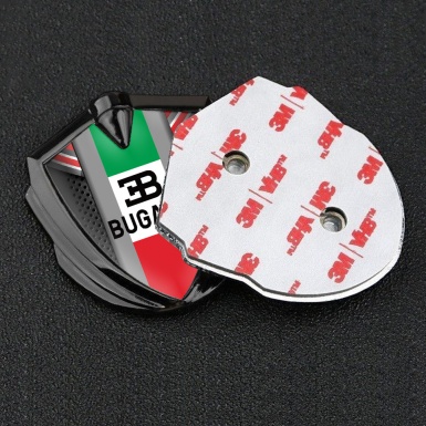 Bugatti Metal Domed Emblem Graphite Red Fragments Italian Tricolor Motif