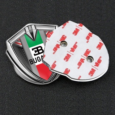 Bugatti Metal Domed Emblem Silver Red Fragments Italian Tricolor Motif