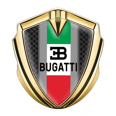 Bugatti Badge Self Adhesive Gold Black Squares Italian Tricolor Motif