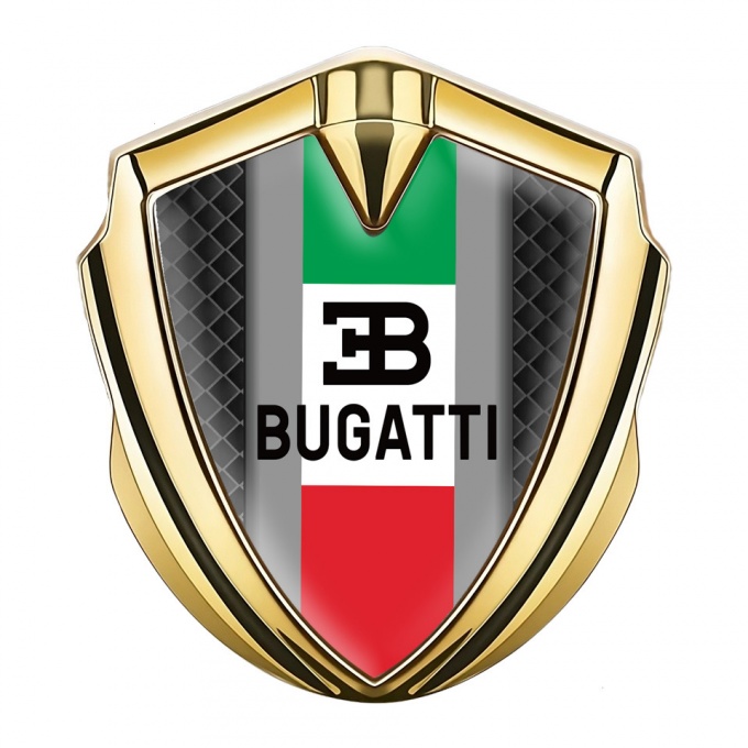 Bugatti Badge Self Adhesive Gold Black Squares Italian Tricolor Motif