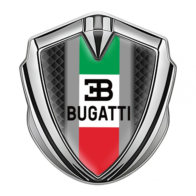 Bugatti Badge Self Adhesive Silver Black Squares Italian Tricolor Motif