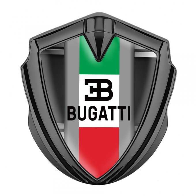 Bugatti Fender Emblem Badge Graphite Steel Cage Italian Tricolor Edition