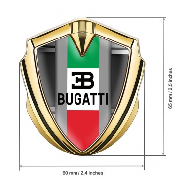 Bugatti Fender Emblem Badge Gold Steel Cage Italian Tricolor Edition