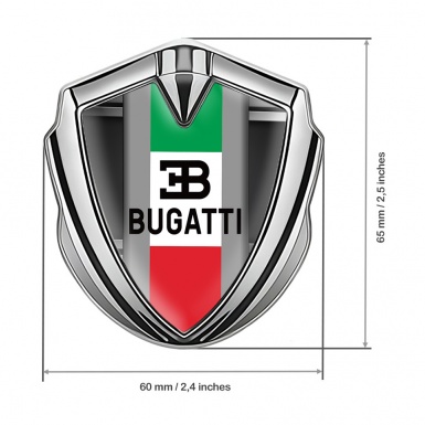 Bugatti Fender Emblem Badge Silver Steel Cage Italian Tricolor Edition