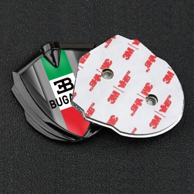 Bugatti Emblem Trunk Badge Graphite Grey Strokes Italian Tricolor Edition