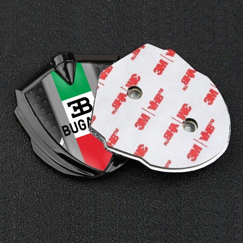 Bugatti Metal Emblem Badge Graphite Metal Parts Italian Tricolor Edition