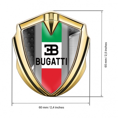 Bugatti Metal Emblem Badge Gold Metal Parts Italian Tricolor Edition