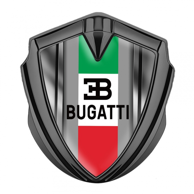 Bugatti Domed Emblem Badge Graphite Steel Frame Italian Flag Edition