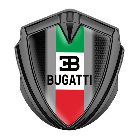 Bugatti Emblem Ornament Badge Graphite Black Carbon Frame Italian Flag