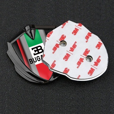 Bugatti Bodyside Domed Emblem Graphite Crimson Stripe Italian Flag Design