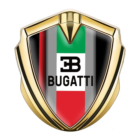 Bugatti Bodyside Domed Emblem Gold Crimson Stripe Italian Flag Design