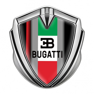 Bugatti Bodyside Domed Emblem Silver Crimson Stripe Italian Flag Design