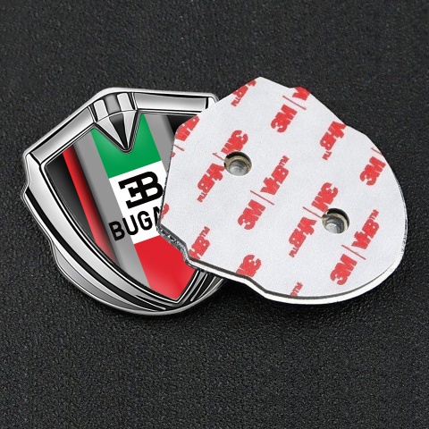 Bugatti Bodyside Domed Emblem Silver Crimson Stripe Italian Flag Design